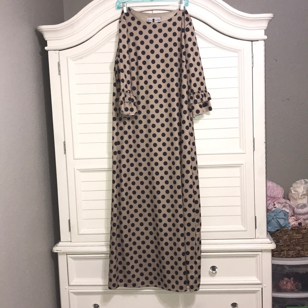 Tan/Black Polkadot Dainty Jewell’s Dress!